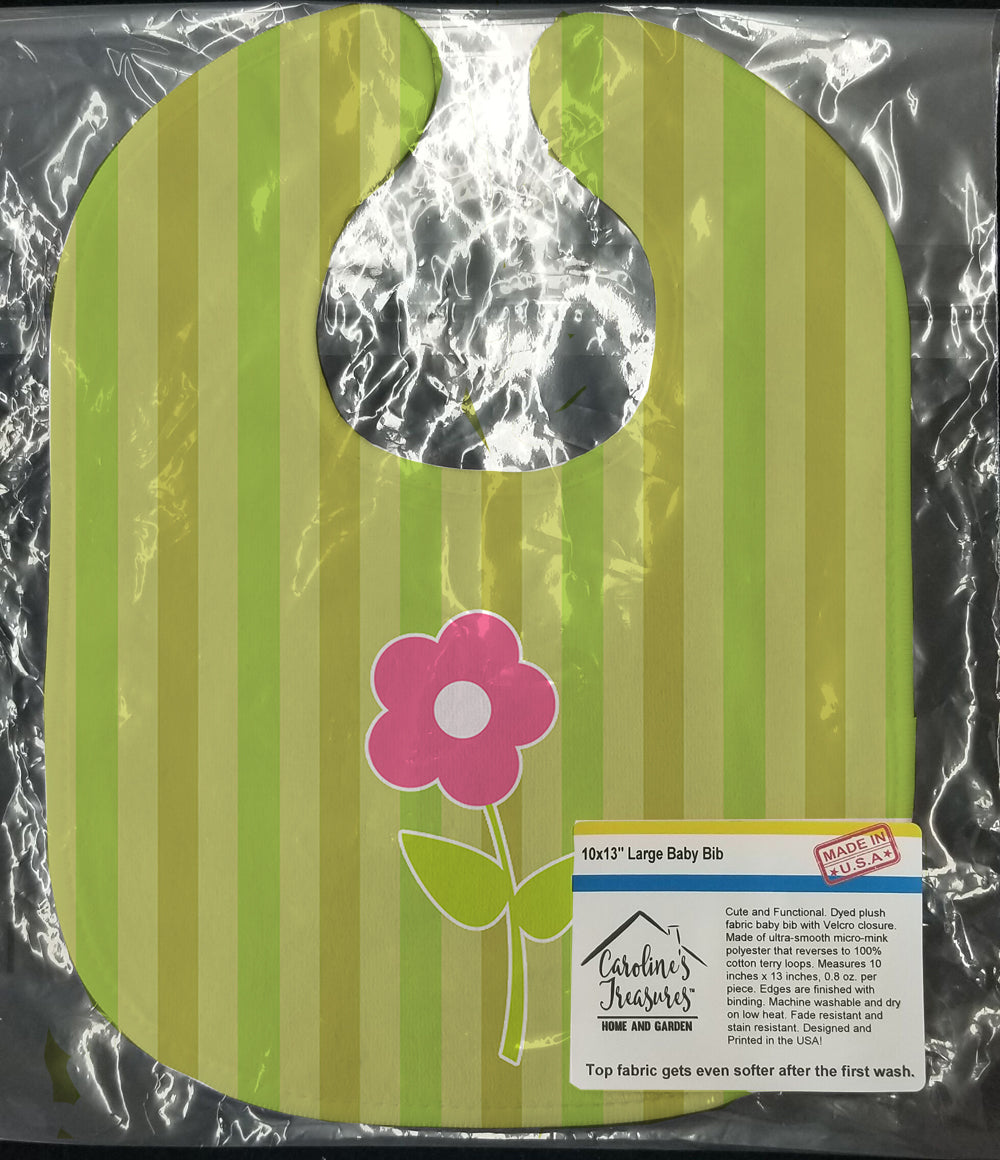 Flower on Stripes Baby Bib Easy-Clean Baby Bib Baby Feeding Accessory Baby Mealtime Essential, 10 x 13, Multicolor