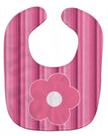 Pink Flower on Stripes Baby Bib Easy-Clean Baby Bib Baby Feeding Accessory Baby Mealtime Essential, 10 x 13, Multicolor