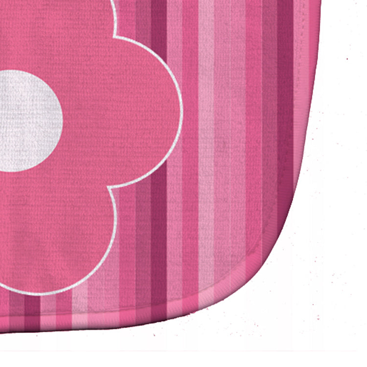 Pink Flower on Stripes Baby Bib Easy-Clean Baby Bib Baby Feeding Accessory Baby Mealtime Essential, 10 x 13, Multicolor