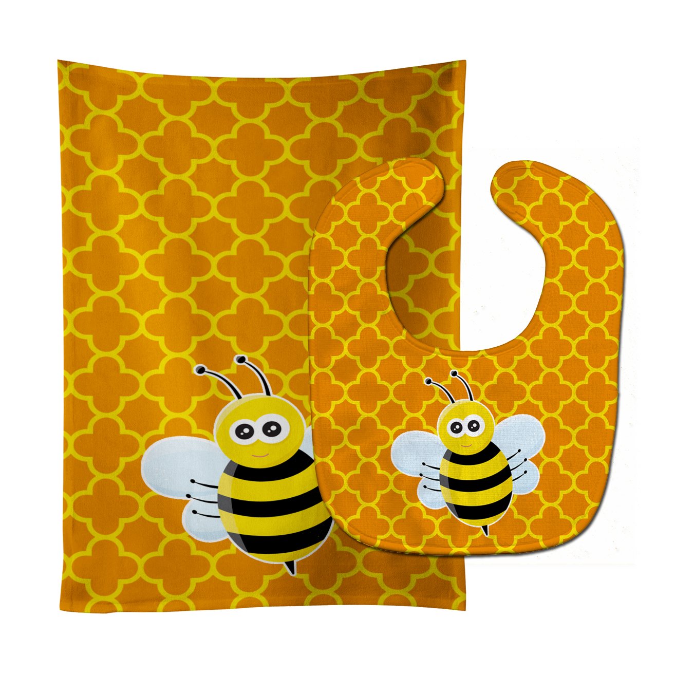 Bee on Quatrafoil Baby Bib & Burp Cloth Easy-Clean Baby Bib Baby Feeding Accessory Baby Mealtime Essential