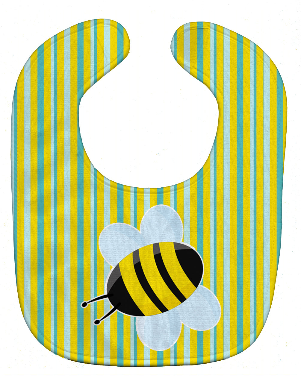 Bee on Stripes Baby Bib Easy-Clean Baby Bib Baby Feeding Accessory Baby Mealtime Essential, 10 x 13, Multicolor