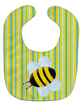 Bee on Stripes Baby Bib Easy-Clean Baby Bib Baby Feeding Accessory Baby Mealtime Essential, 10 x 13, Multicolor