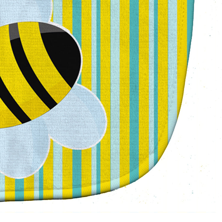 Bee on Stripes Baby Bib Easy-Clean Baby Bib Baby Feeding Accessory Baby Mealtime Essential, 10 x 13, Multicolor