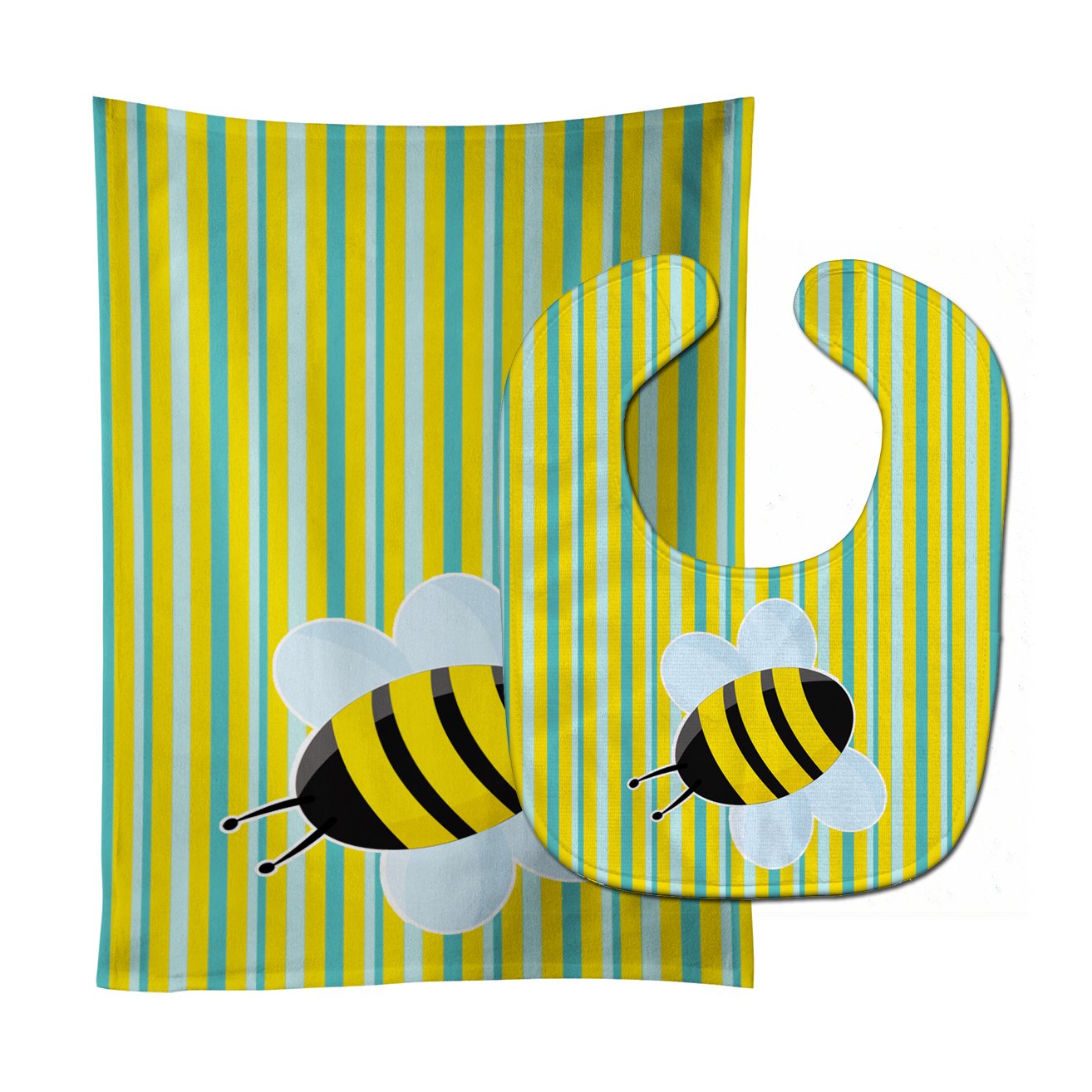 Bee on Stripes Baby Bib & Burp Cloth Easy-Clean Baby Bib Baby Feeding Accessory Baby Mealtime Essential