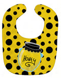 Bee Honey Jar on Polkadots Baby Bib Easy-Clean Baby Bib Baby Feeding Accessory Baby Mealtime Essential, 10 x 13, Multicolor
