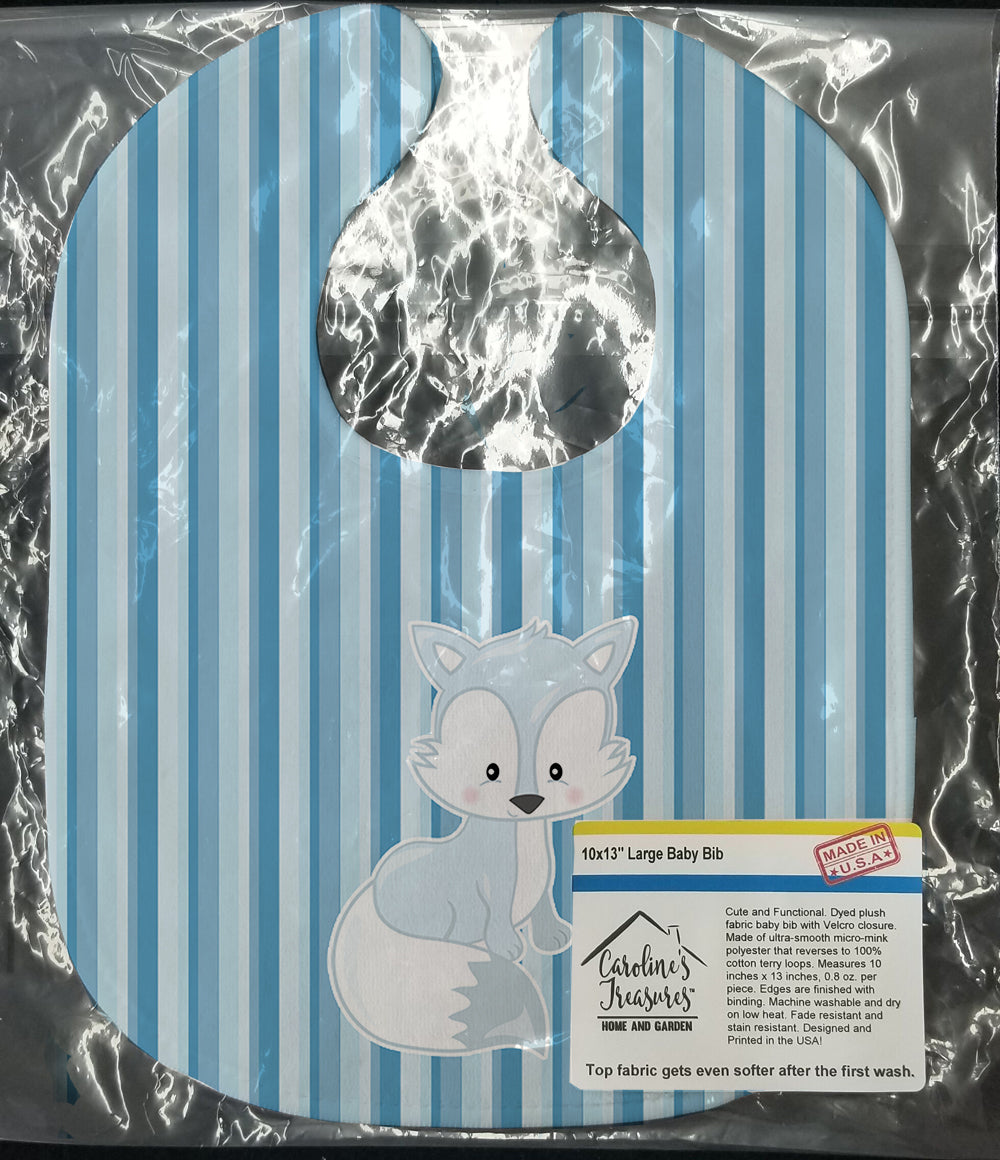 Fox on Blue Stripes Baby Bib Easy-Clean Baby Bib Baby Feeding Accessory Baby Mealtime Essential, 10 x 13, Multicolor