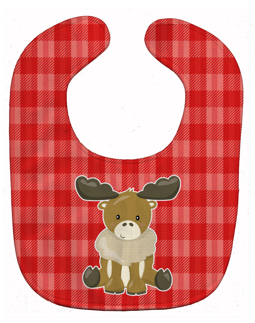Moose on Red Plaid Baby Bib Easy-Clean Baby Bib Baby Feeding Accessory Baby Mealtime Essential, 10 x 13, Multicolor