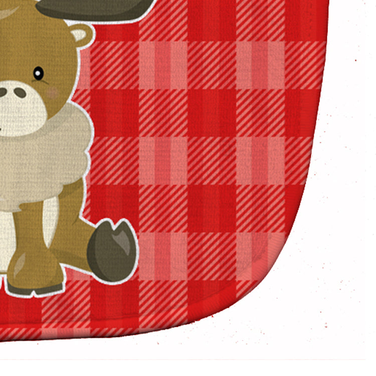 Moose on Red Plaid Baby Bib Easy-Clean Baby Bib Baby Feeding Accessory Baby Mealtime Essential, 10 x 13, Multicolor