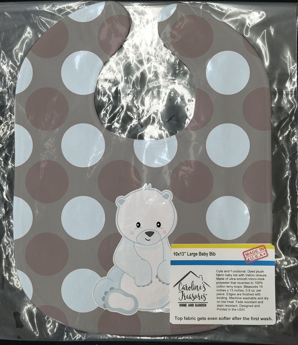 Bear on Polkadots Baby Bib Easy-Clean Baby Bib Baby Feeding Accessory Baby Mealtime Essential, 10 x 13, Multicolor