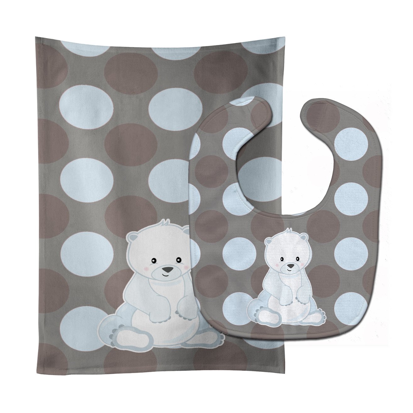 Bear on Polkadots Baby Bib & Burp Cloth Easy-Clean Baby Bib Baby Feeding Accessory Baby Mealtime Essential