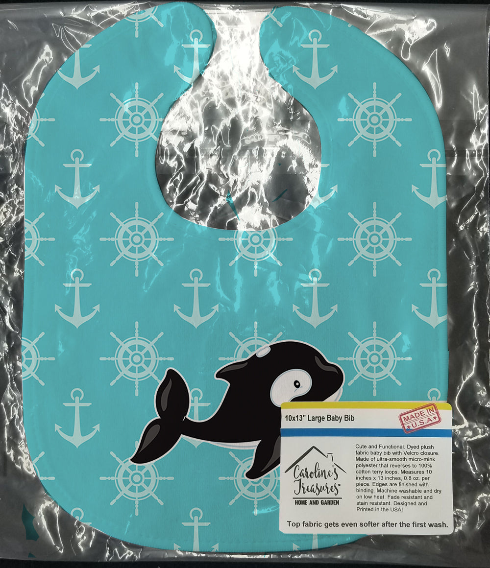Whale and Anchors Baby Bib Easy-Clean Baby Bib Baby Feeding Accessory Baby Mealtime Essential, 10 x 13, Multicolor