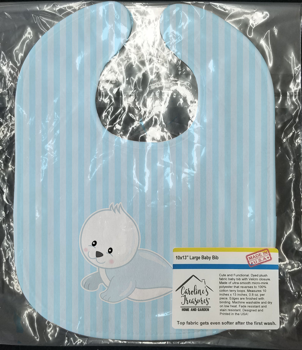 Seal on Stripes Baby Bib Easy-Clean Baby Bib Baby Feeding Accessory Baby Mealtime Essential, 10 x 13, Multicolor