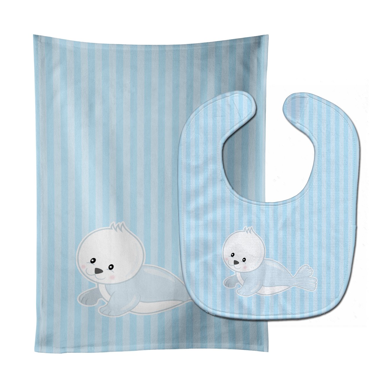 Seal on Stripes Baby Bib & Burp Cloth Easy-Clean Baby Bib Baby Feeding Accessory Baby Mealtime Essential