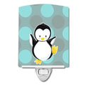 Penguin on Polkadot Ceramic Night Light Compact, UL-Certified, Ideal for Bedroom, Bathroom, Nursery, Hallway, Kitchen, 6x4x3, Multicolor