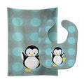 Penguin on Polkadot Baby Bib & Burp Cloth Easy-Clean Baby Bib Baby Feeding Accessory Baby Mealtime Essential