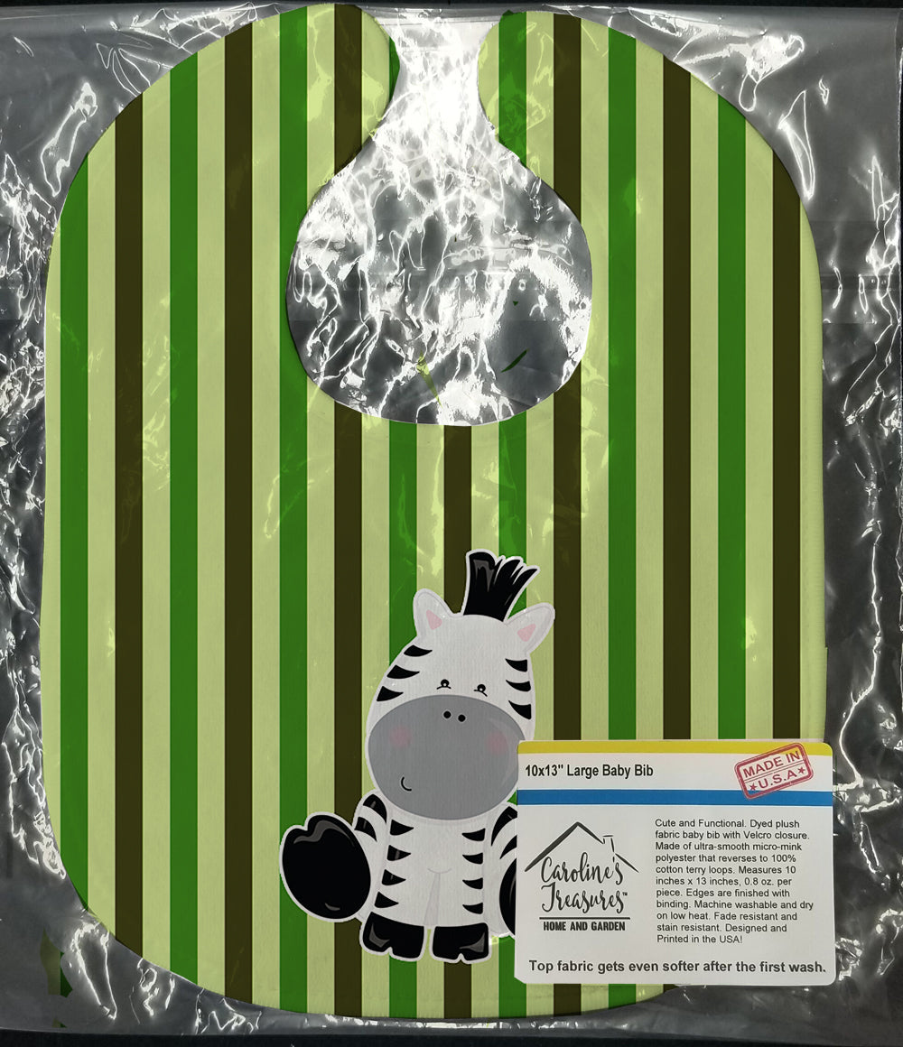 Zebra on Stripes Baby Bib Easy-Clean Baby Bib Baby Feeding Accessory Baby Mealtime Essential, 10 x 13, Multicolor