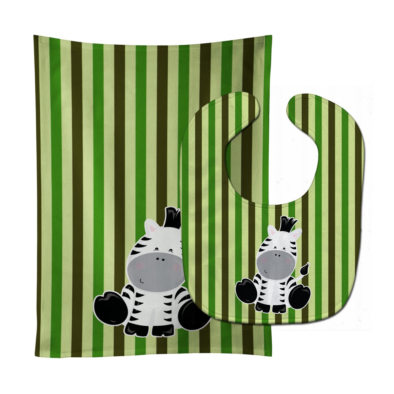 Zebra on Stripes Baby Bib & Burp Cloth Easy-Clean Baby Bib Baby Feeding Accessory Baby Mealtime Essential