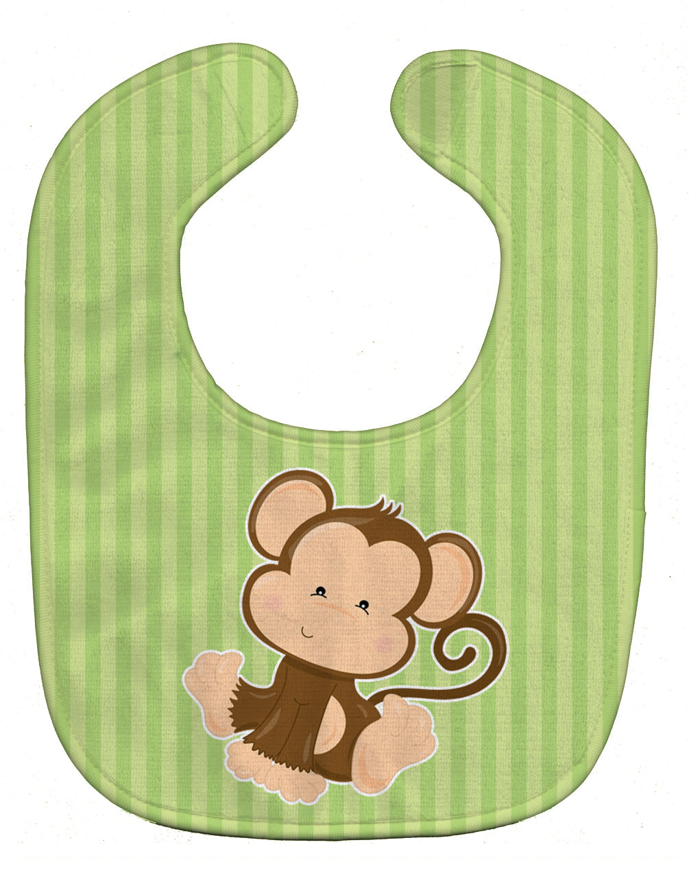 Monkey on Stripes Baby Bib Easy-Clean Baby Bib Baby Feeding Accessory Baby Mealtime Essential, 10 x 13, Multicolor