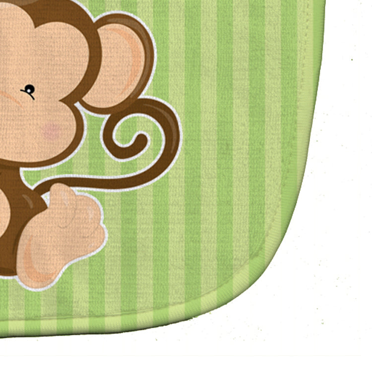 Monkey on Stripes Baby Bib Easy-Clean Baby Bib Baby Feeding Accessory Baby Mealtime Essential, 10 x 13, Multicolor