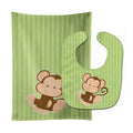 Monkey on Stripes Baby Bib & Burp Cloth Easy-Clean Baby Bib Baby Feeding Accessory Baby Mealtime Essential