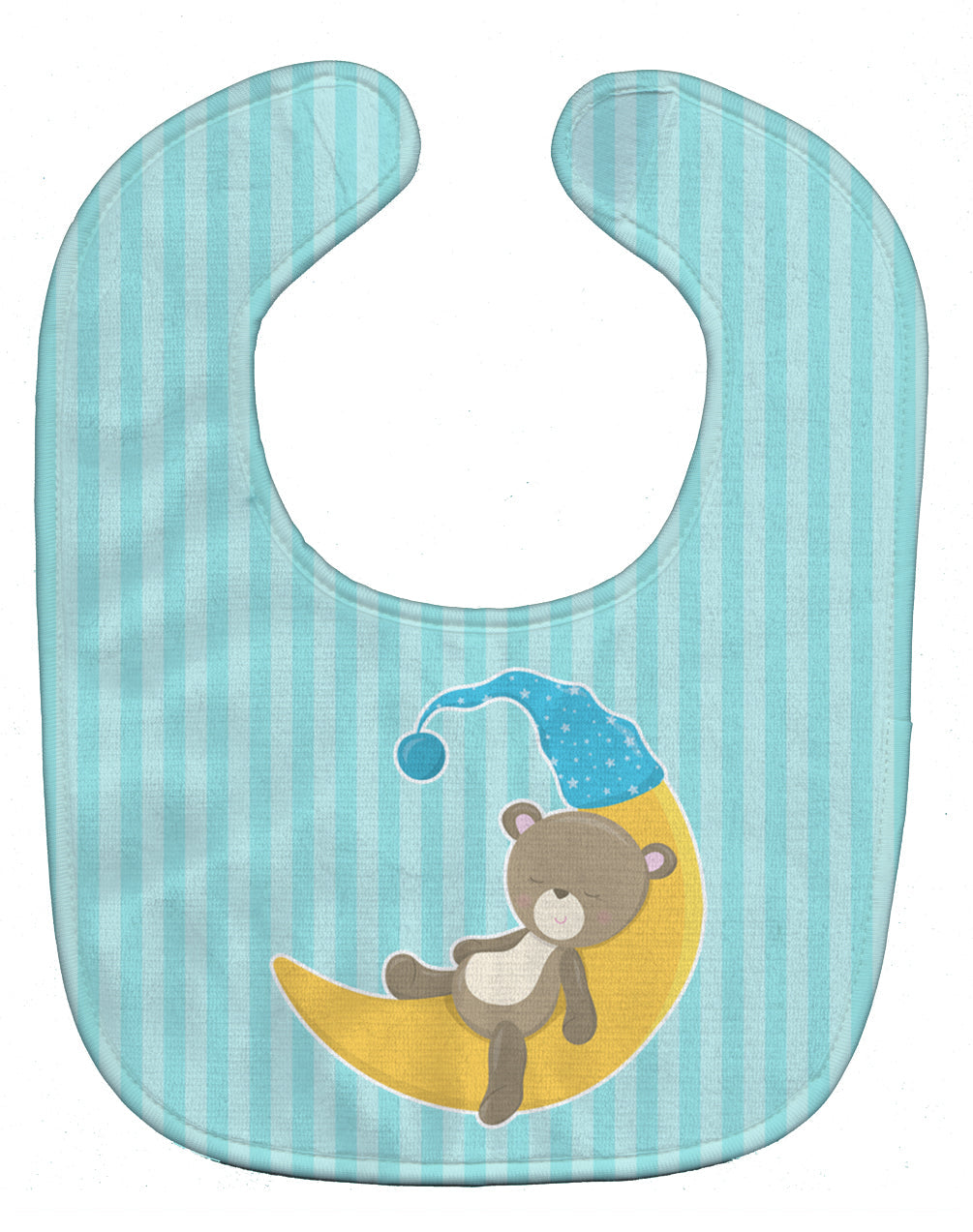 Baby Boy Bear on Moon Baby Bib Easy-Clean Baby Bib Baby Feeding Accessory Baby Mealtime Essential, 10 x 13, Multicolor