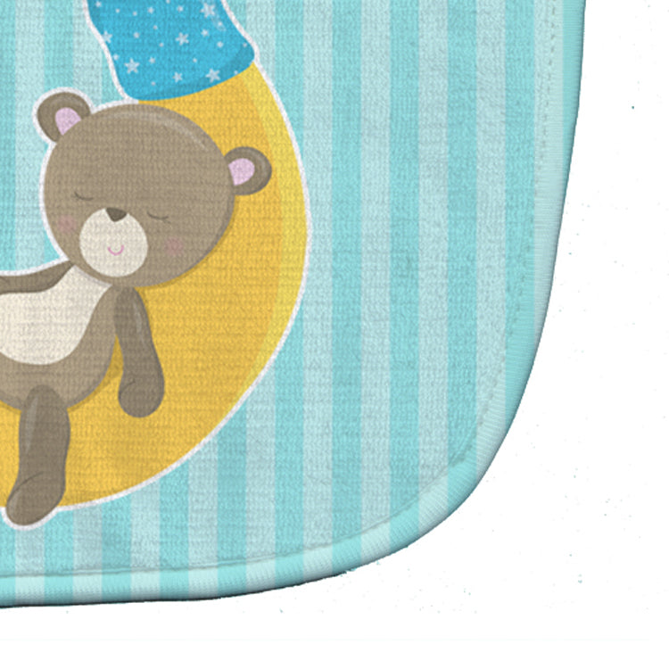 Baby Boy Bear on Moon Baby Bib Easy-Clean Baby Bib Baby Feeding Accessory Baby Mealtime Essential, 10 x 13, Multicolor