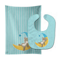 Baby Boy Bear on Moon Baby Bib & Burp Cloth Easy-Clean Baby Bib Baby Feeding Accessory Baby Mealtime Essential