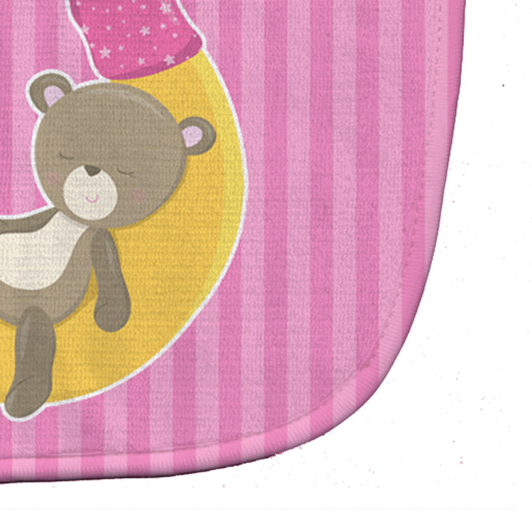 Baby Girl Bear on Moon Baby Bib Easy-Clean Baby Bib Baby Feeding Accessory Baby Mealtime Essential, 10 x 13, Multicolor