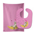 Baby Girl Bear on Moon Baby Bib & Burp Cloth Easy-Clean Baby Bib Baby Feeding Accessory Baby Mealtime Essential
