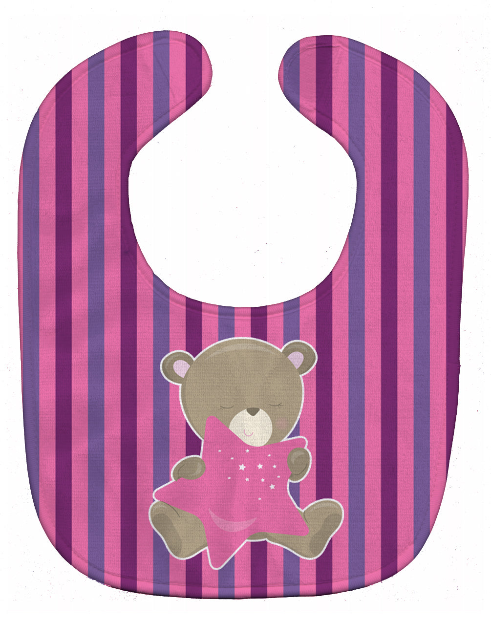 Baby Girl Bear with Star Baby Bib Easy-Clean Baby Bib Baby Feeding Accessory Baby Mealtime Essential, 10 x 13, Multicolor