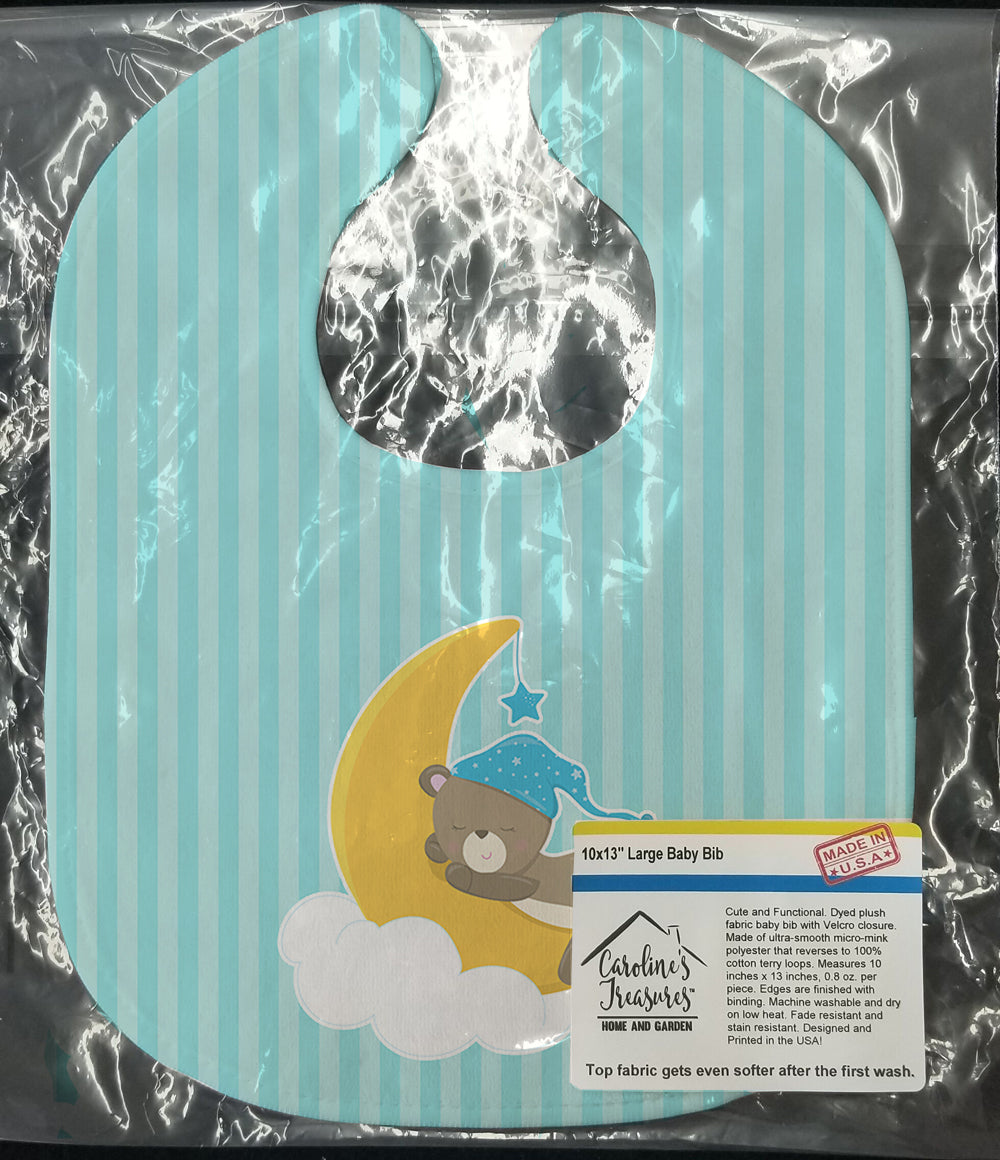 Baby Boy Bear Sleeping Baby Bib Easy-Clean Baby Bib Baby Feeding Accessory Baby Mealtime Essential, 10 x 13, Multicolor