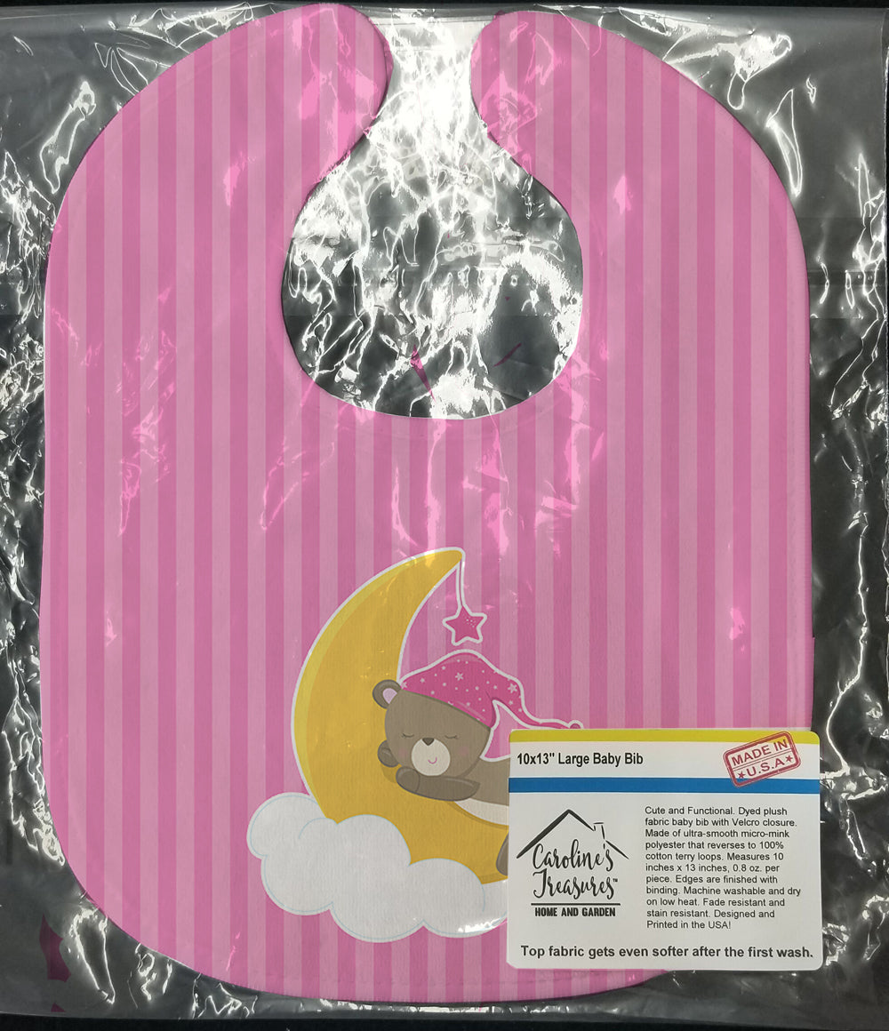 Baby Girl Bear Sleeping Baby Bib Easy-Clean Baby Bib Baby Feeding Accessory Baby Mealtime Essential, 10 x 13, Multicolor