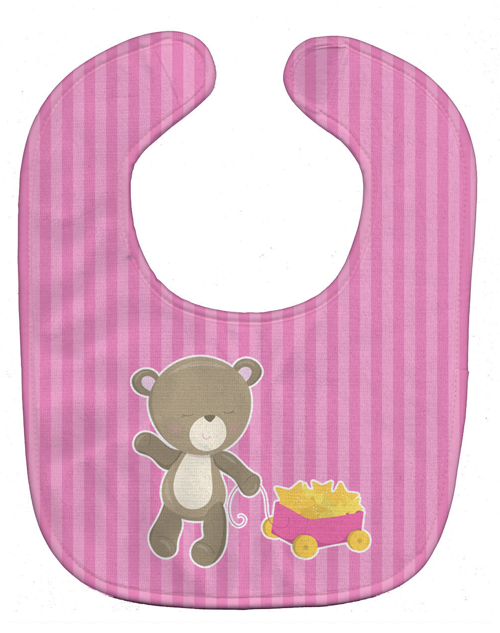 Baby Girl Bear Wagon Baby Bib Easy-Clean Baby Bib Baby Feeding Accessory Baby Mealtime Essential, 10 x 13, Multicolor