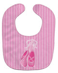 Ballet Shoes on Stripes Baby Bib Easy-Clean Baby Bib Baby Feeding Accessory Baby Mealtime Essential, 10 x 13, Multicolor