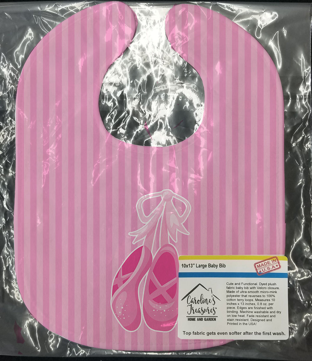 Ballet Shoes on Stripes Baby Bib Easy-Clean Baby Bib Baby Feeding Accessory Baby Mealtime Essential, 10 x 13, Multicolor