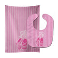 Ballet Shoes on Stripes Baby Bib & Burp Cloth Easy-Clean Baby Bib Baby Feeding Accessory Baby Mealtime Essential