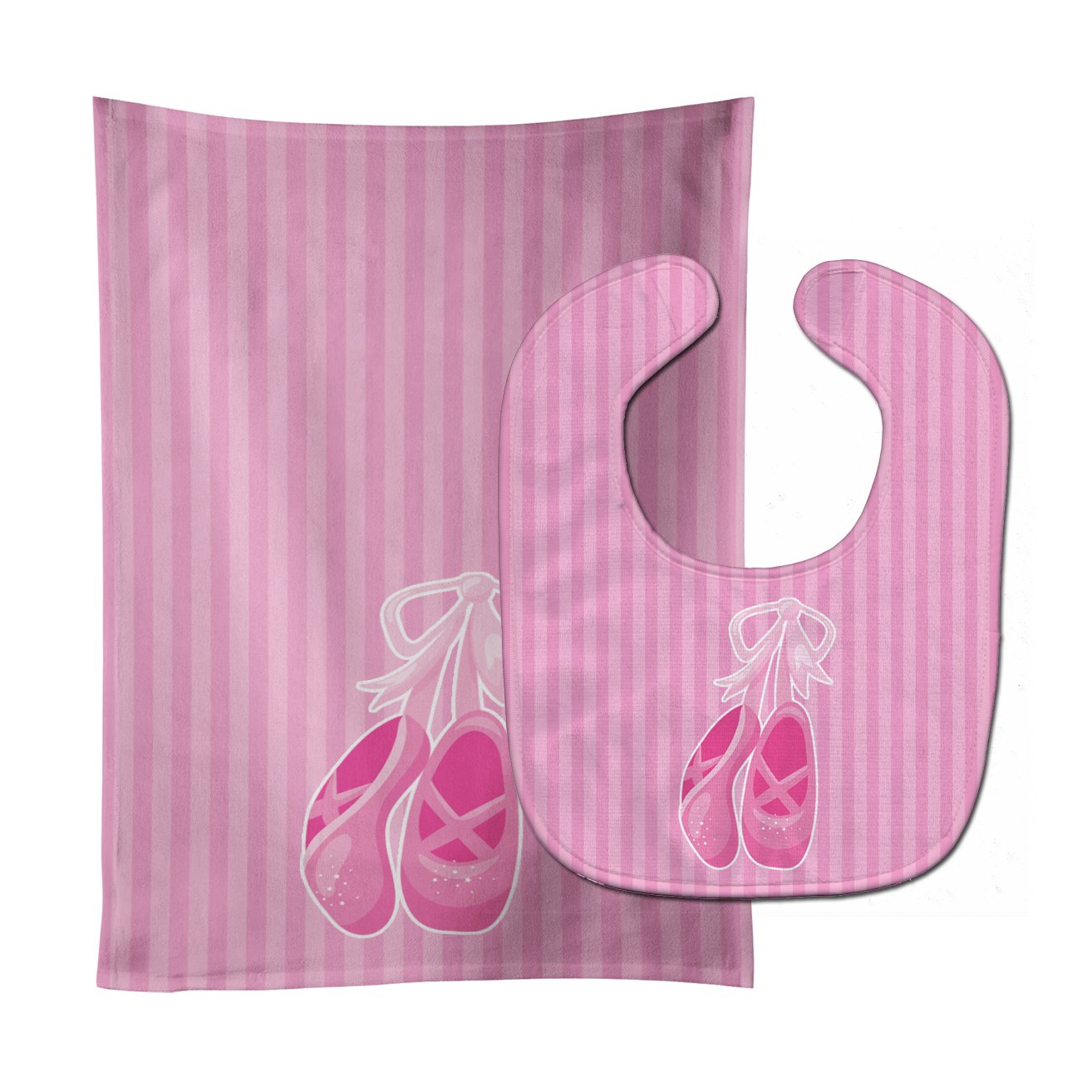 Ballet Shoes on Stripes Baby Bib & Burp Cloth Easy-Clean Baby Bib Baby Feeding Accessory Baby Mealtime Essential