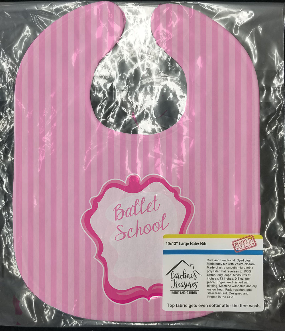 Ballet School on Stripes Baby Bib Easy-Clean Baby Bib Baby Feeding Accessory Baby Mealtime Essential, 10 x 13, Multicolor