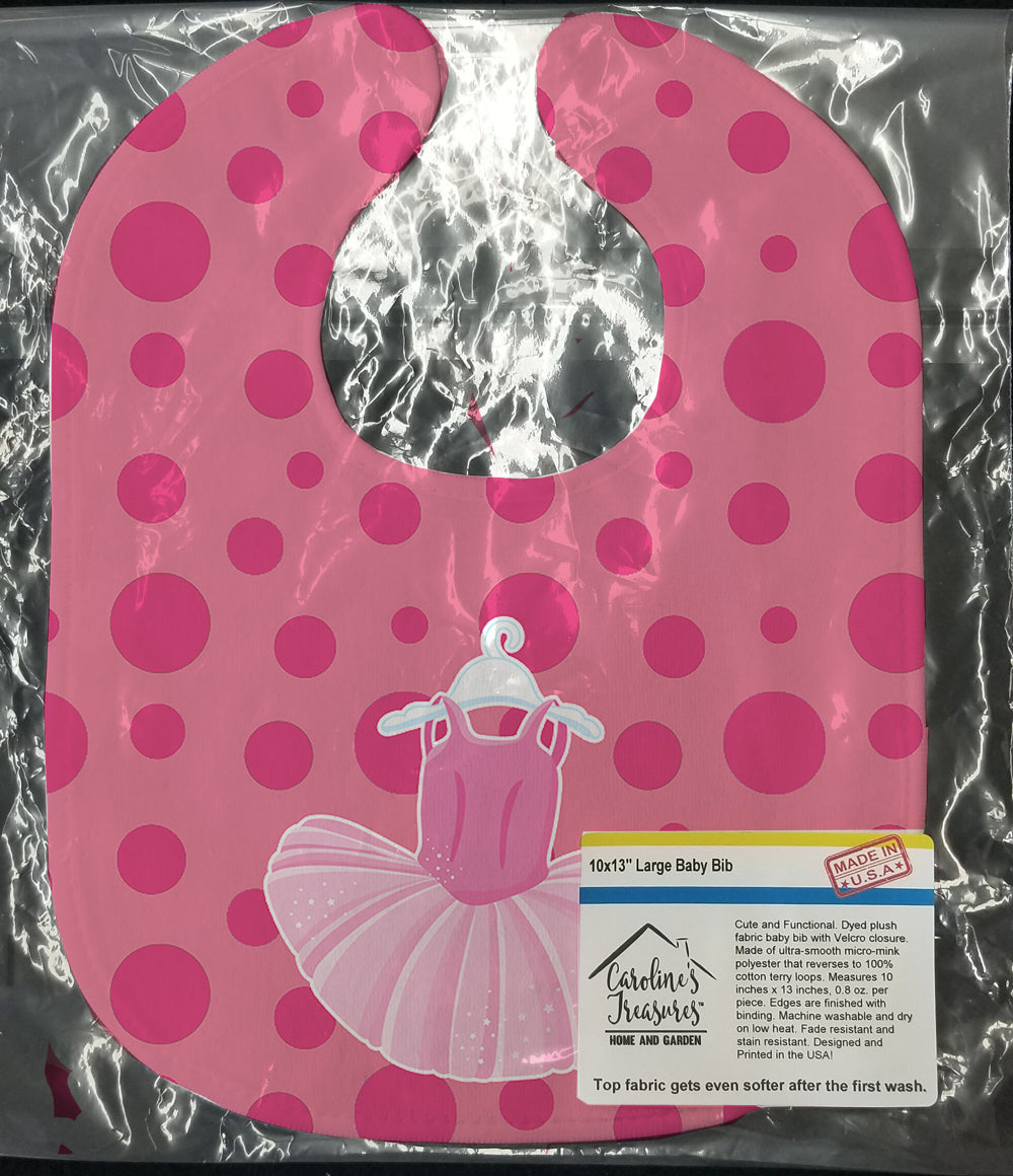 Ballet Tutu on Polka dots Baby Bib Easy-Clean Baby Bib Baby Feeding Accessory Baby Mealtime Essential, 10 x 13, Multicolor