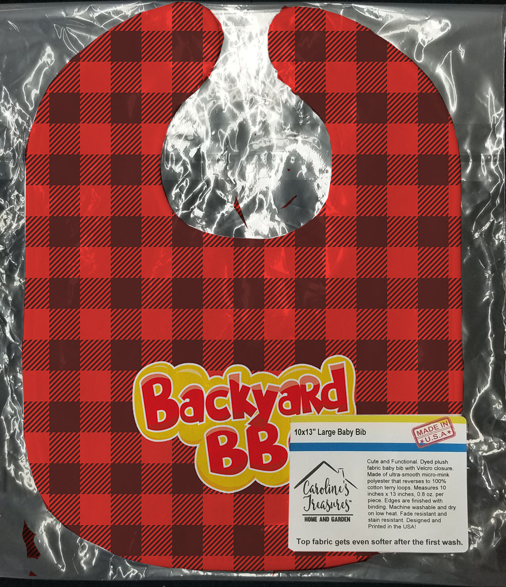 Backyard BBQ on Plaid Baby Bib Easy-Clean Baby Bib Baby Feeding Accessory Baby Mealtime Essential, 10 x 13, Multicolor