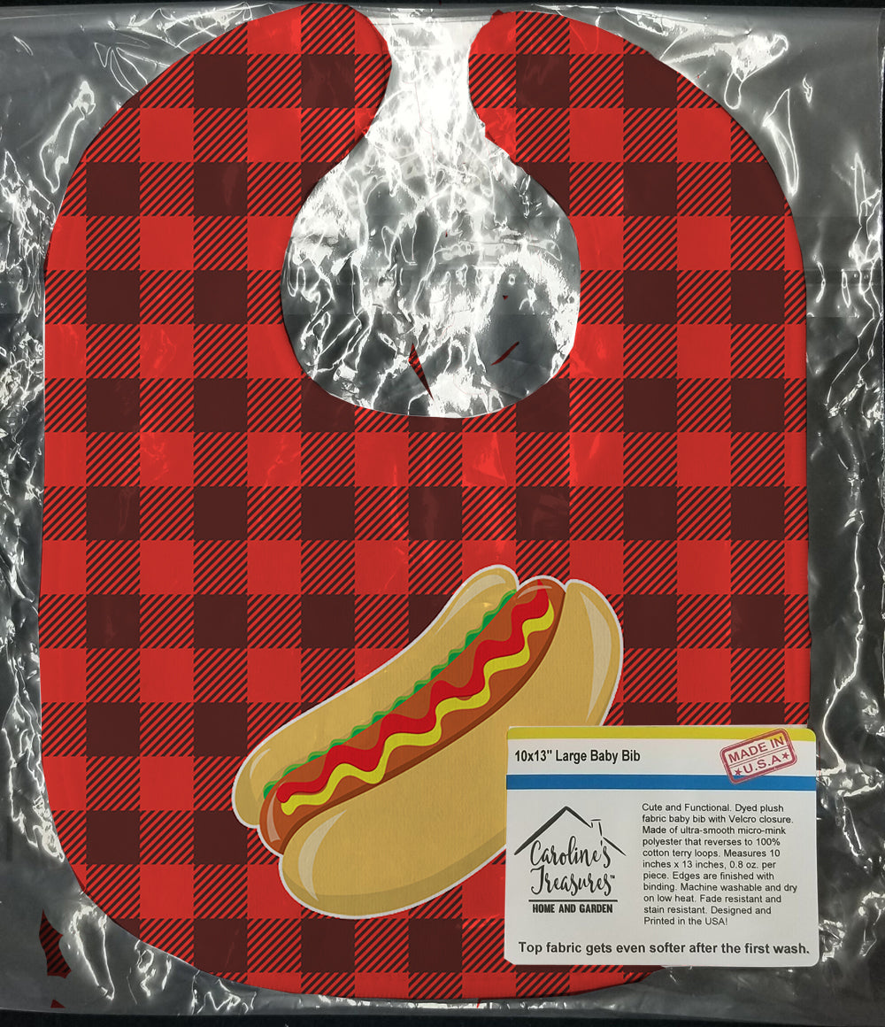 Backyard BBQ Hot Dog Baby Bib Easy-Clean Baby Bib Baby Feeding Accessory Baby Mealtime Essential, 10 x 13, Multicolor