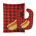 Backyard BBQ Hot Dog Baby Bib & Burp Cloth Easy-Clean Baby Bib Baby Feeding Accessory Baby Mealtime Essential