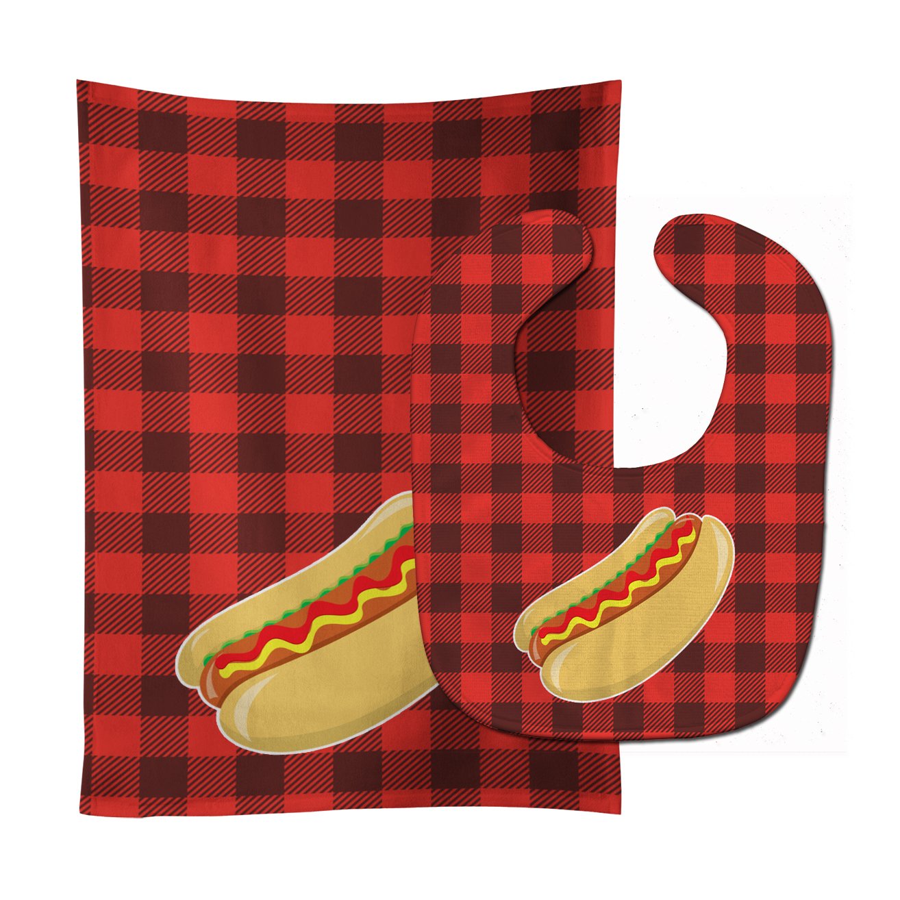 Backyard BBQ Hot Dog Baby Bib & Burp Cloth Easy-Clean Baby Bib Baby Feeding Accessory Baby Mealtime Essential
