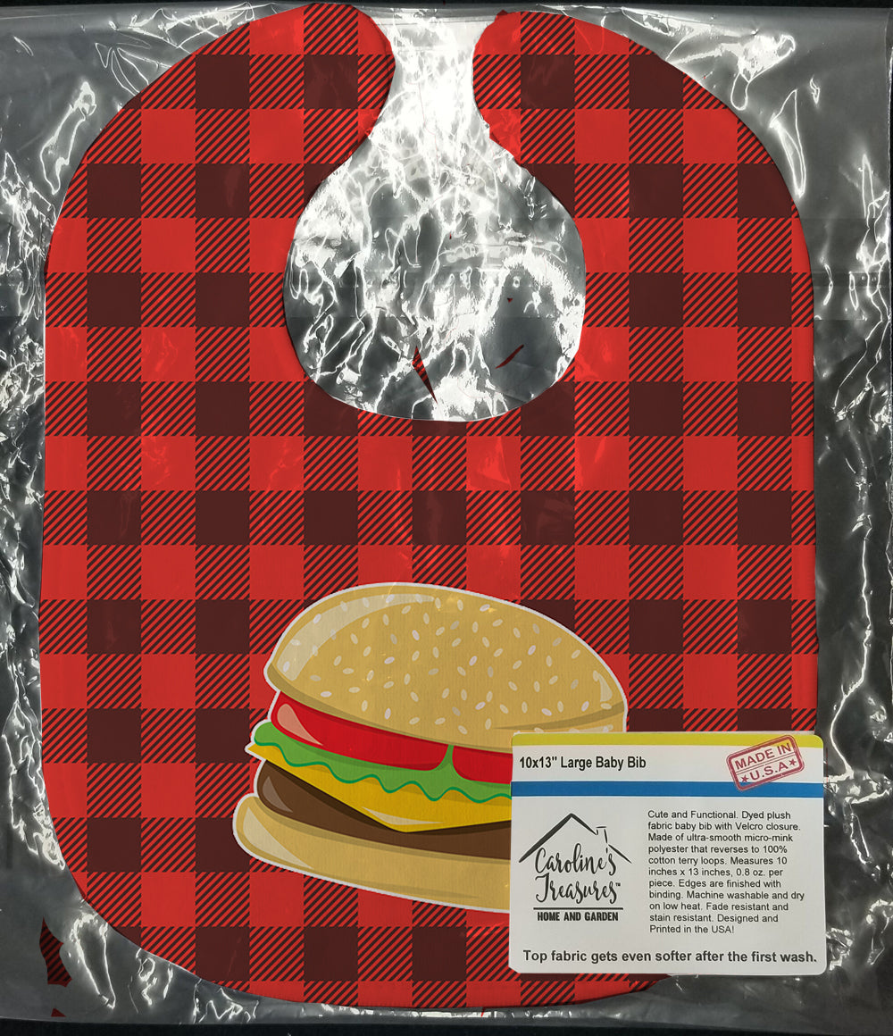 Backyard BBQ Hamburger Baby Bib Easy-Clean Baby Bib Baby Feeding Accessory Baby Mealtime Essential, 10 x 13, Multicolor