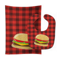 Backyard BBQ Hamburger Baby Bib & Burp Cloth Easy-Clean Baby Bib Baby Feeding Accessory Baby Mealtime Essential