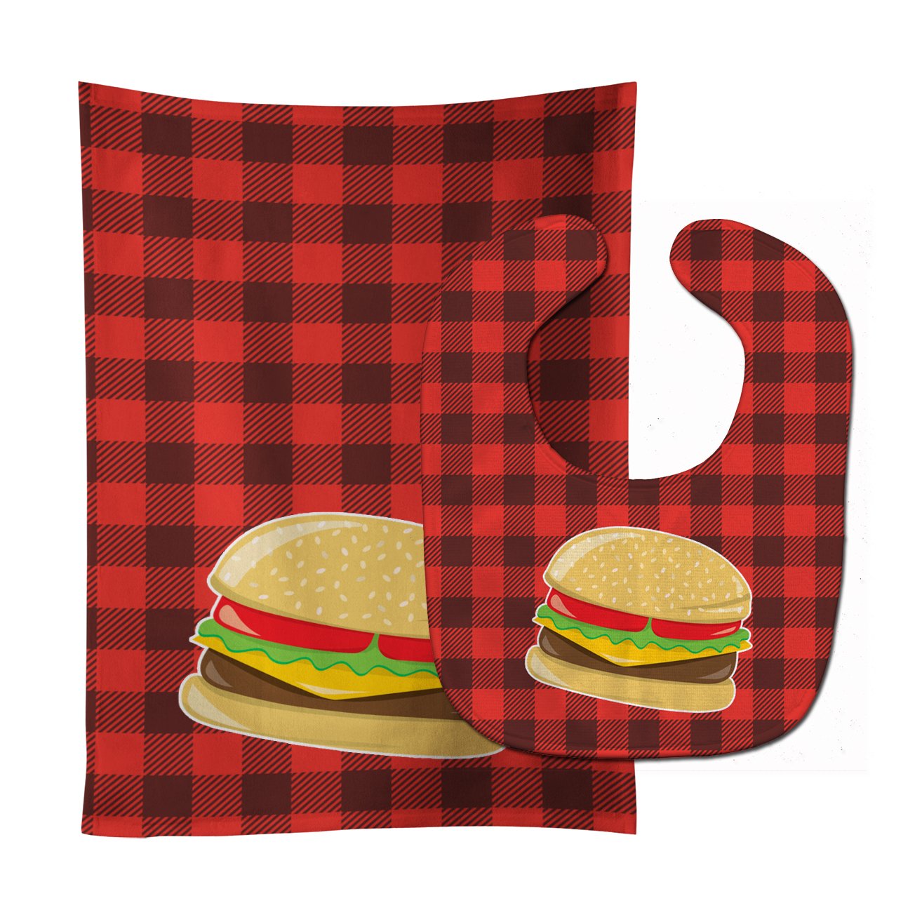 Backyard BBQ Hamburger Baby Bib & Burp Cloth Easy-Clean Baby Bib Baby Feeding Accessory Baby Mealtime Essential