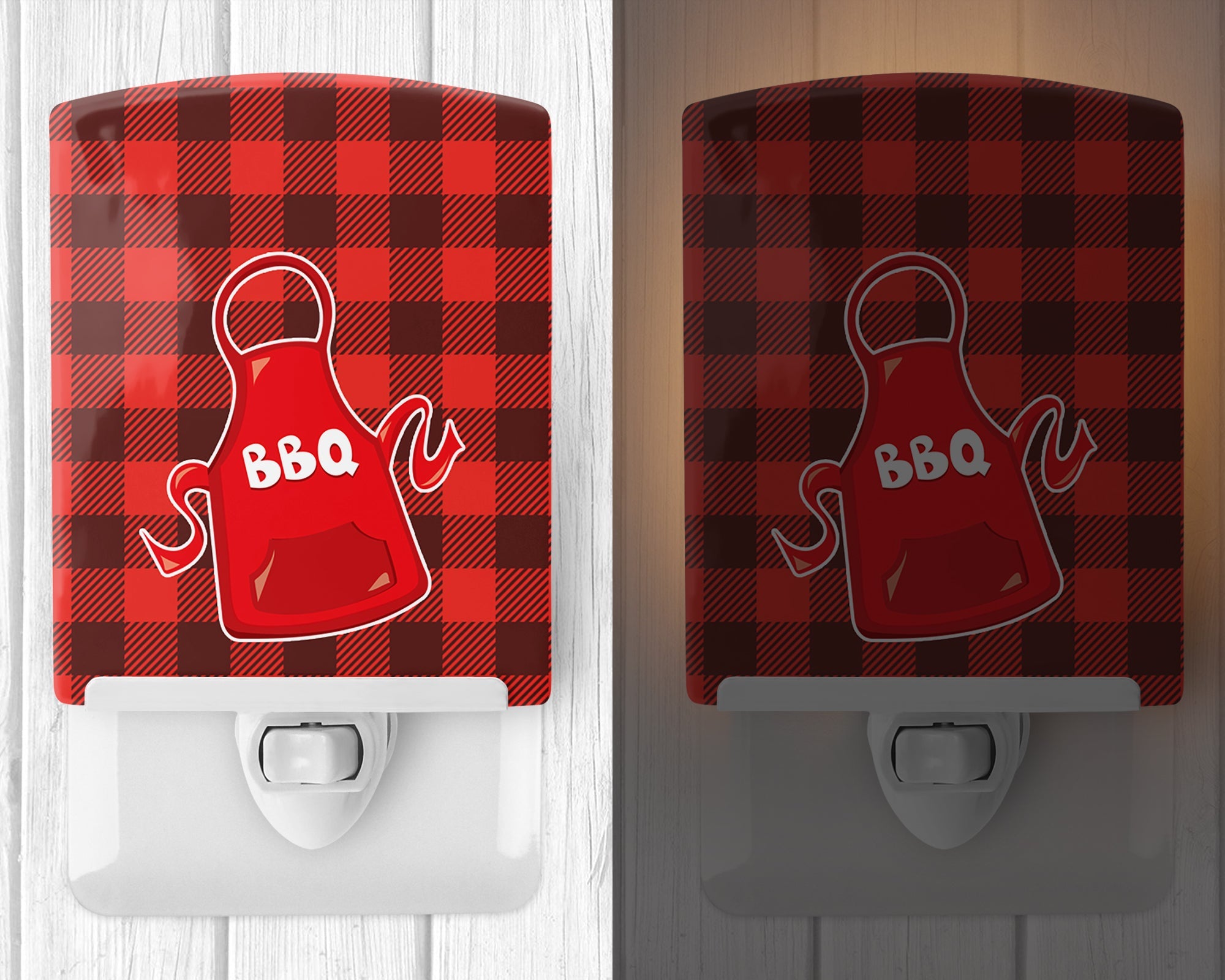Backyard BBQ Apron Ceramic Night Light Compact, UL-Certified, Ideal for Bedroom, Bathroom, Nursery, Hallway, Kitchen, 6x4x3, Multicolor