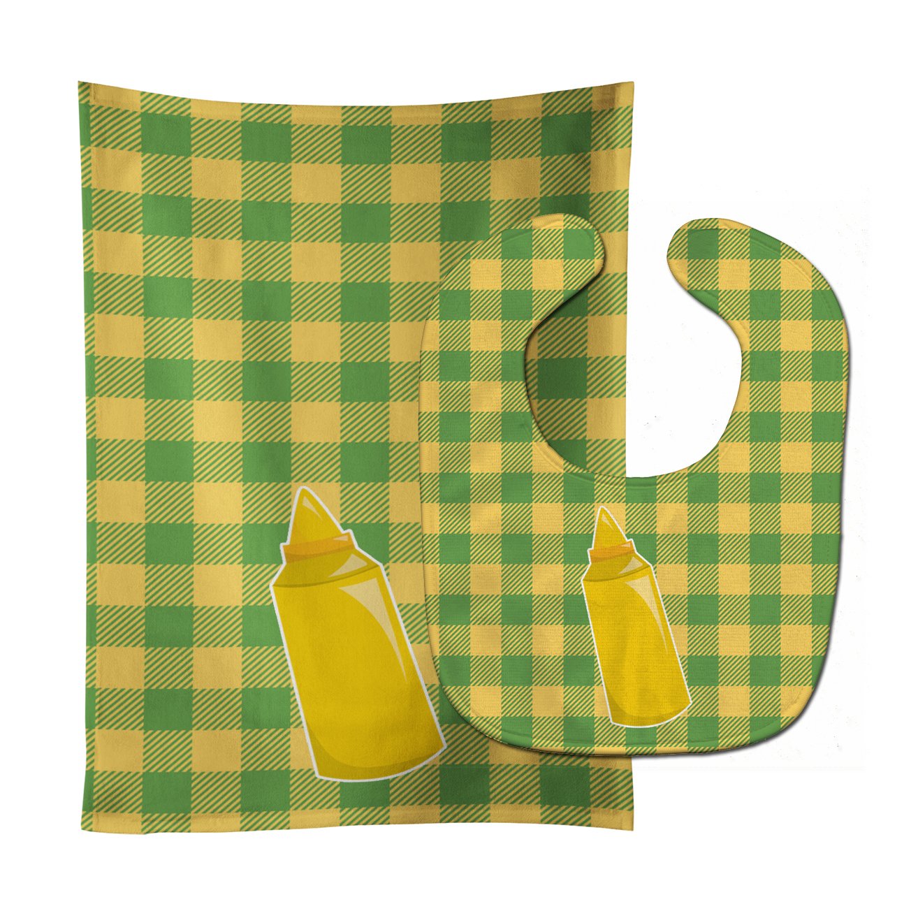Backyard BBQ Mustard Baby Bib & Burp Cloth Easy-Clean Baby Bib Baby Feeding Accessory Baby Mealtime Essential