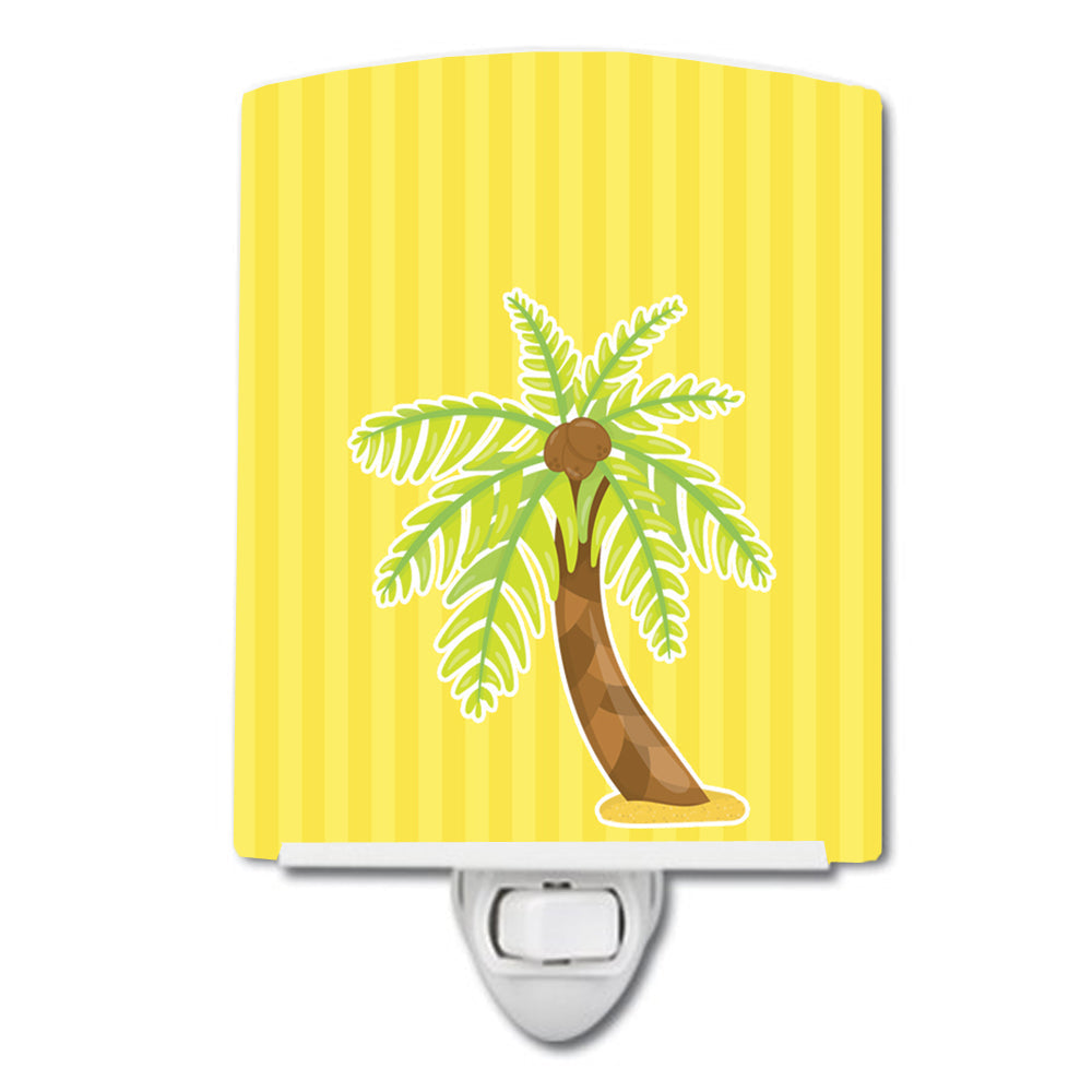 Palm Tree Ceramic Night Light Compact, UL-Certified, Ideal for Bedroom, Bathroom, Nursery, Hallway, Kitchen, 6x4x3, Multicolor