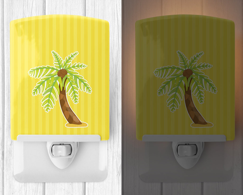 Palm Tree Ceramic Night Light Compact, UL-Certified, Ideal for Bedroom, Bathroom, Nursery, Hallway, Kitchen, 6x4x3, Multicolor